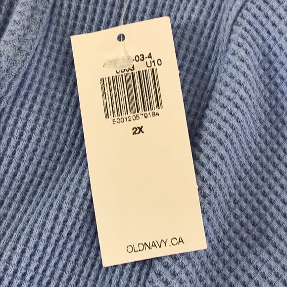 NEW Old Navy Waffle Lounge Short Sleeve Top Women's Plus Size 2X Blue Cropped - Picture 8 of 9